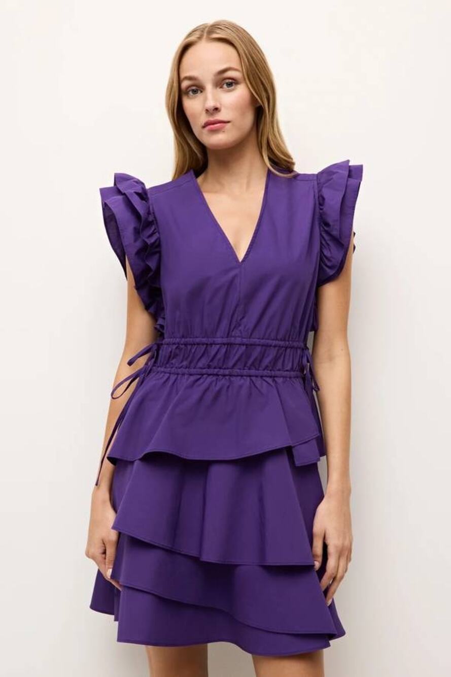 Marie Oliver Genette Ruffle Wrap Mini Dress Petunia Purple S Quiet Lux Resort